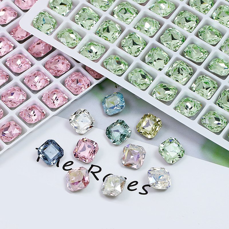 Square shape glass rhinestones point back k9 crystal fancy stone wholesale loose crystal beads for jewelry making accessories