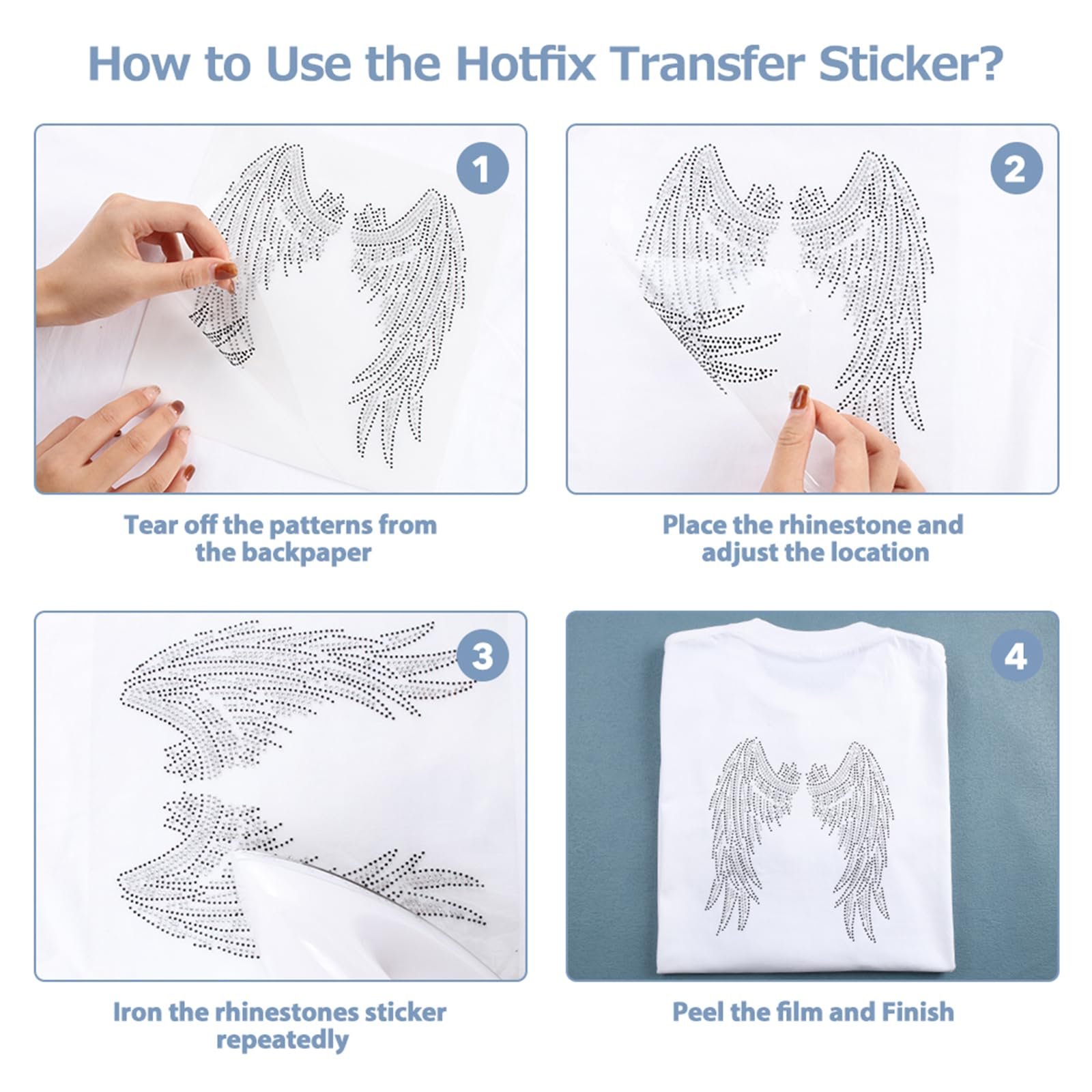 Iron On Transfers Rose Flower Thermal Transfer Rhinestone Heat Transfer Printing Suitable For T-Shirt Clothing Decoration