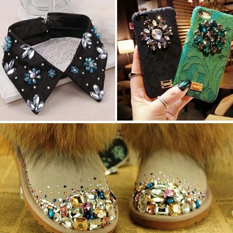 New arrival Sew on Rhinestone Slides diy colorful Teardrop rhinestones sew on crystal glass stones with claw