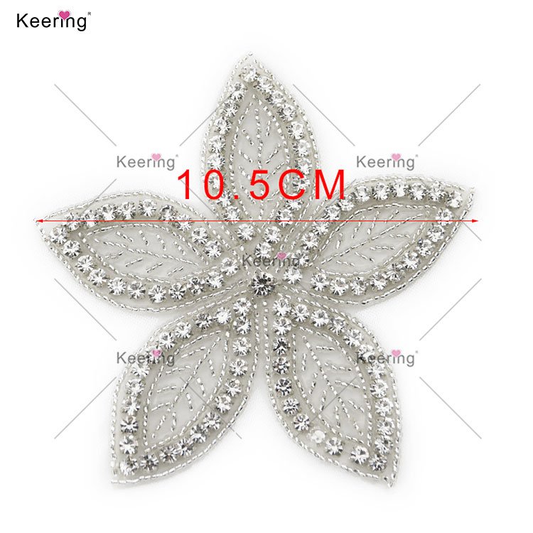 WRA-787 Keering Wedding Dresses 2024 3D Flower Leaves Rhinestones And Beaded Iron On Patch For Clothes Bridal Applique