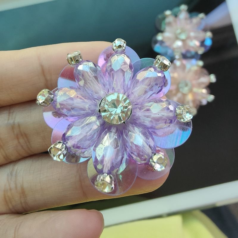 Wholesale Crystal Applique Rhinestone Flower Applique For Wedding Gown Trimming Bridal Sash Rhinestone Patch LSAP101