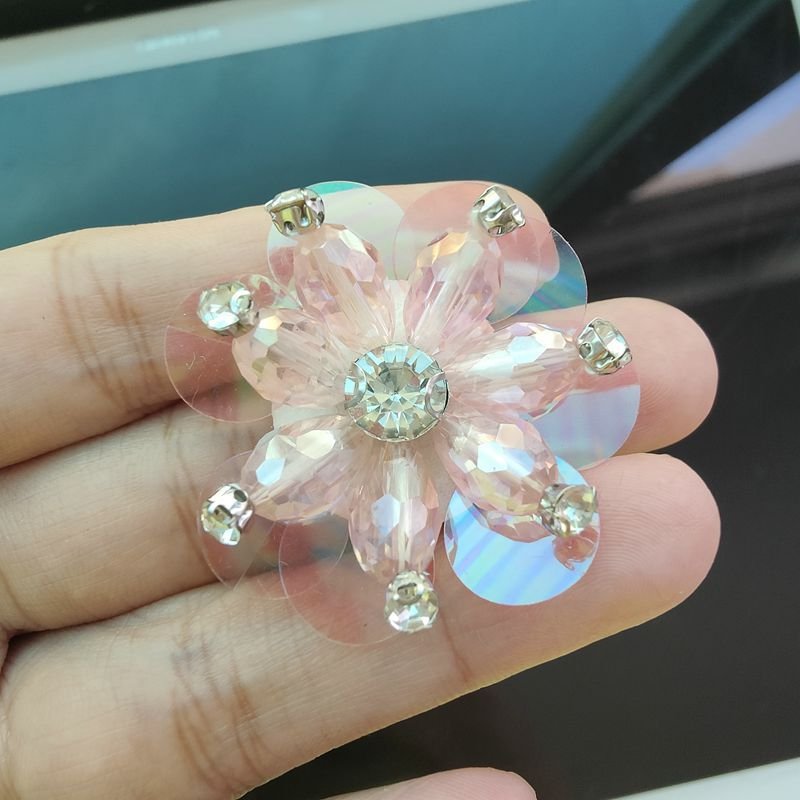 Wholesale Crystal Applique Rhinestone Flower Applique For Wedding Gown Trimming Bridal Sash Rhinestone Patch LSAP101