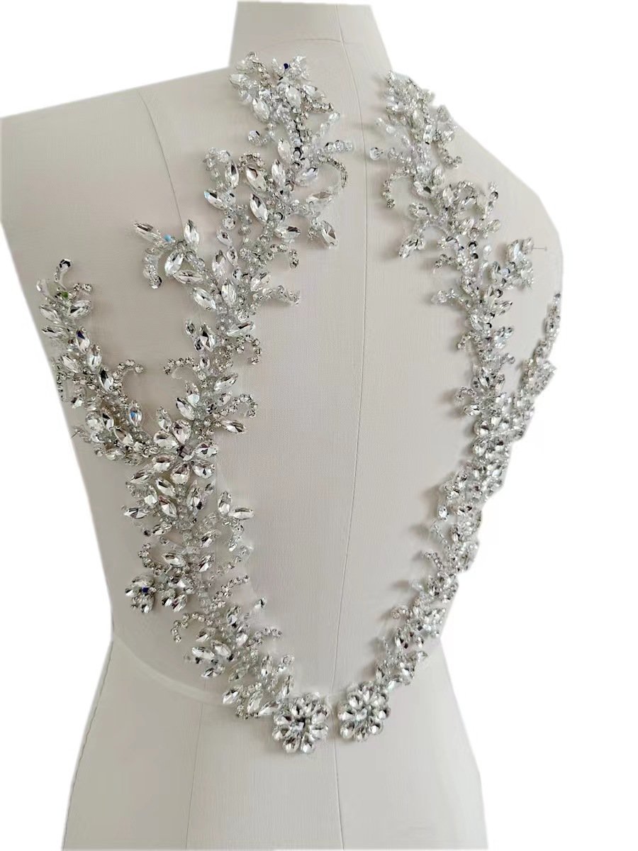 Latest Design Crystal Applique Crystal Rhinestone Applique Wedding Dress