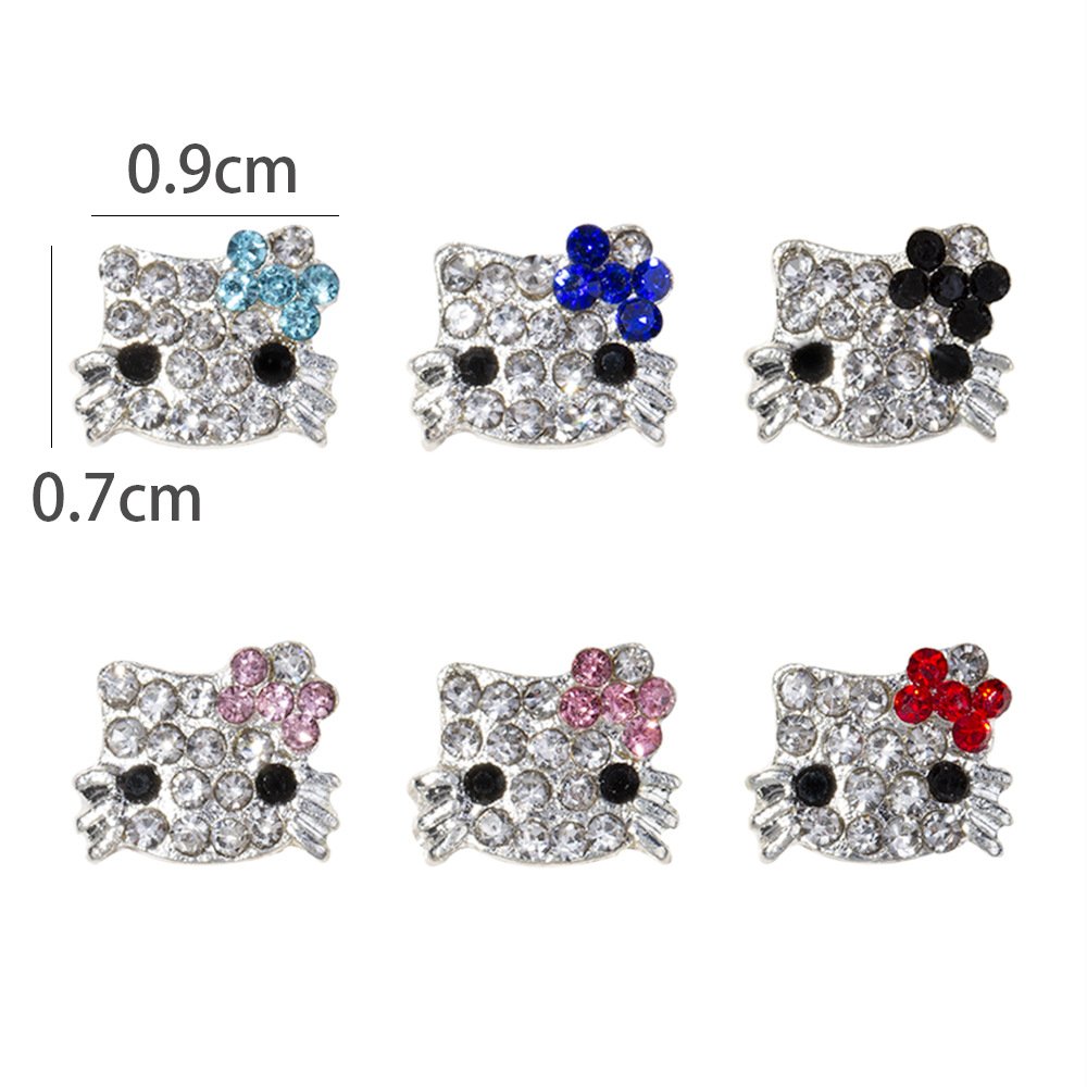Hello Kitty Nail Accessories Metal Alloy Accessories Diamond Kawaii 3D Kitty Nail Charms Cat Rhinestones