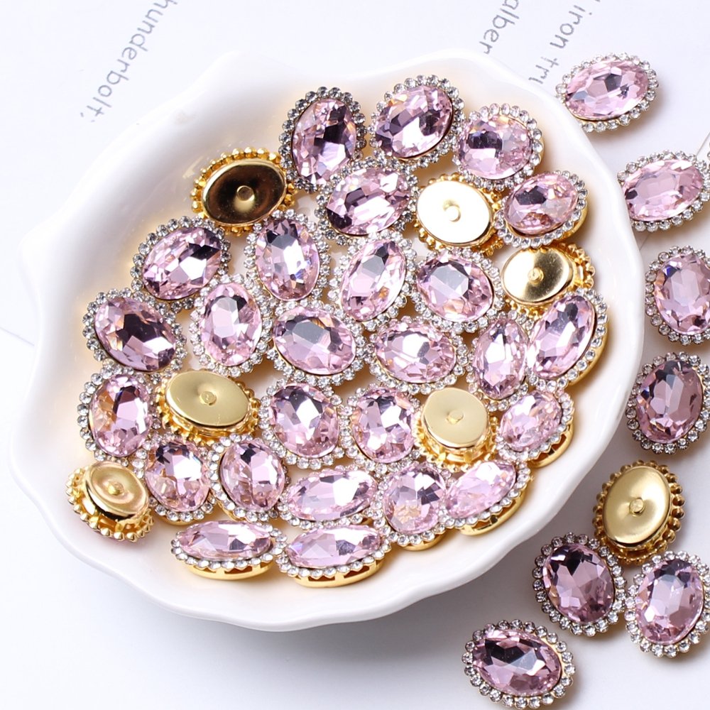 Claw Rhinestones 10x14mm Oval Flatback Many Colors 200pcs Sewing Shiny Crystals Stones Gold Base Sew On Rhinestones For Clothes