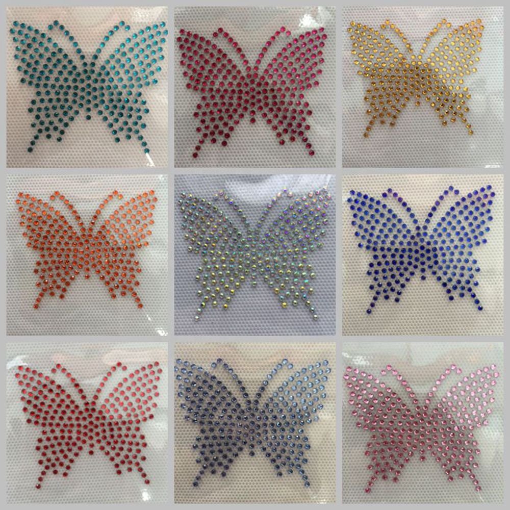 10 Mixed Color Choice Hot Selling Small Very Cute Butterfly Hot fix Rhinestone Iron On Heat Transfer Design Bling Your Life