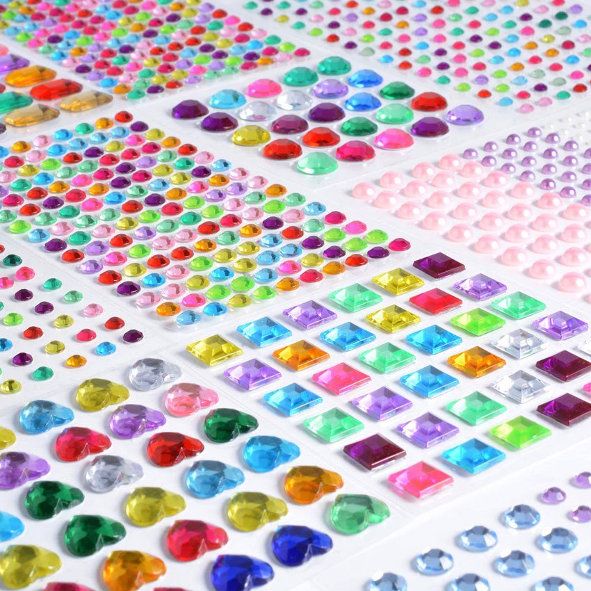 Hot selling DIY self-adhesive flat back crystal acrylic rhinestone sticker sheet for greeting card