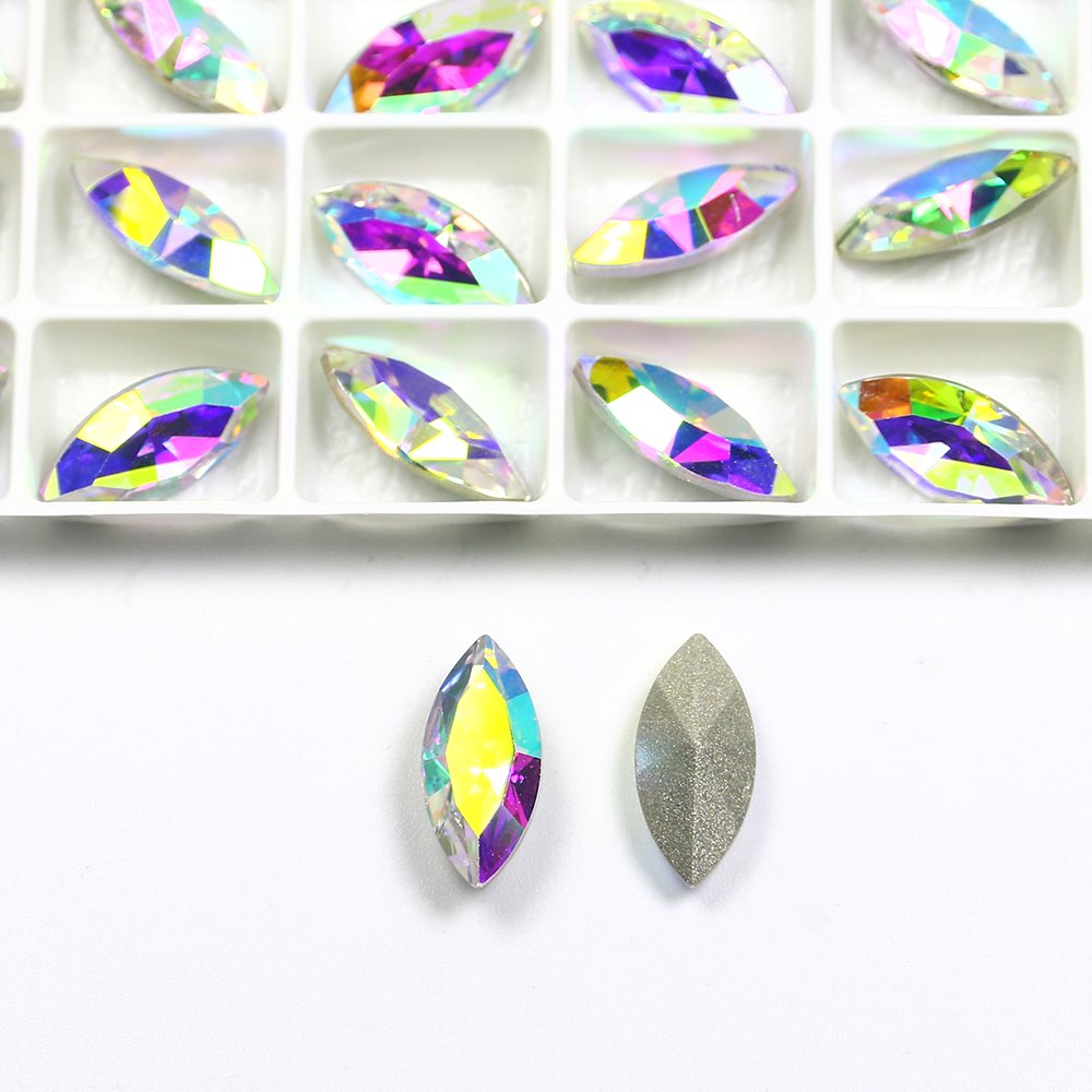 Dongzhou Pointback navette glass rhinestones Crystal Fancy Stone wholesale lead-free crystal stone beads for jewelry decoration