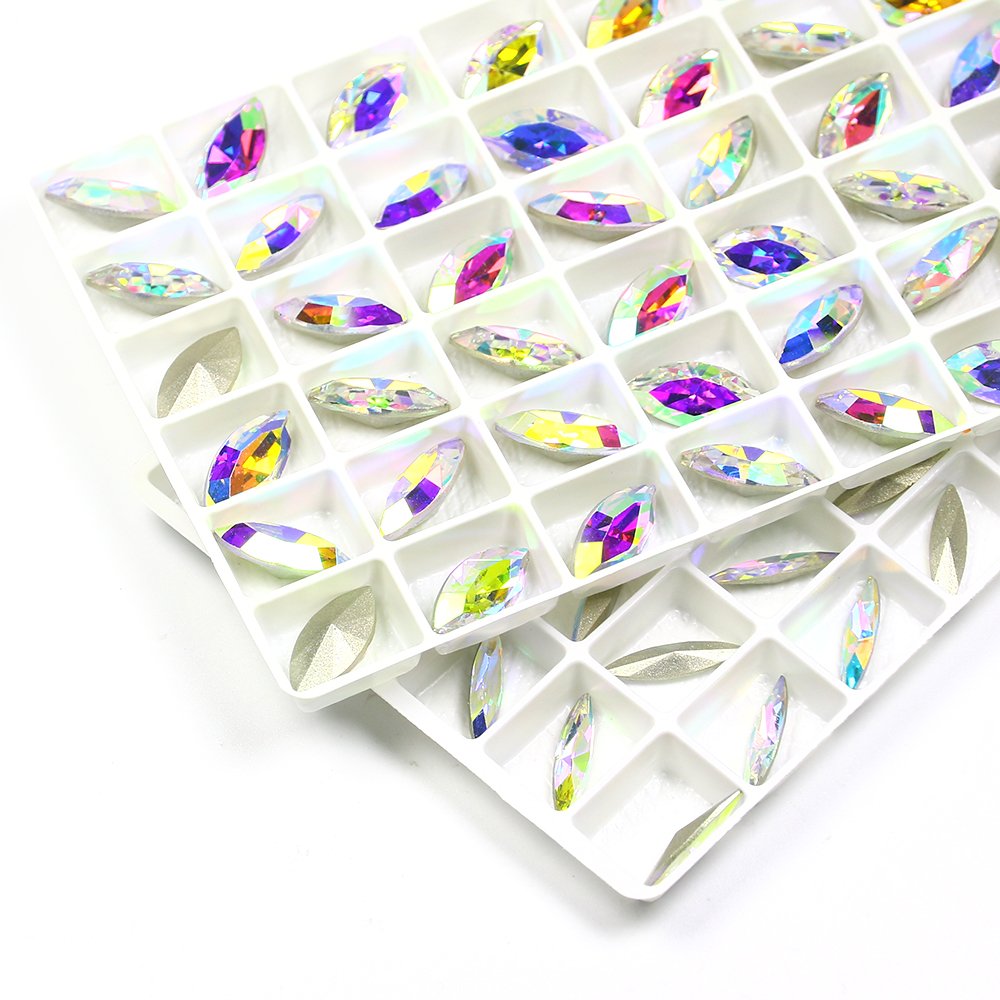 Dongzhou Pointback navette glass rhinestones Crystal Fancy Stone wholesale lead-free crystal stone beads for jewelry decoration