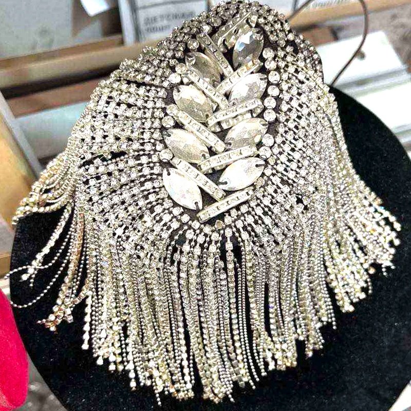 W013 Sparkling Beaded bodice applique Rhinestone shoulder applique for wedding bridal dress