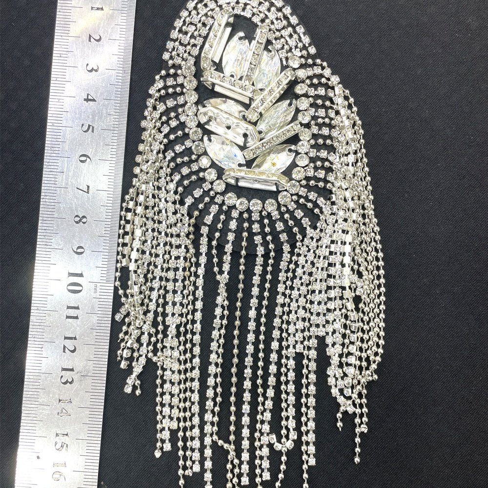 W013 Sparkling Beaded bodice applique Rhinestone shoulder applique for wedding bridal dress