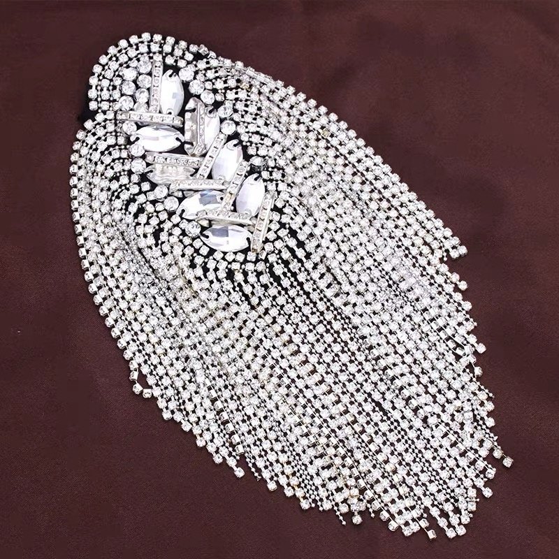 W013 Sparkling Beaded bodice applique Rhinestone shoulder applique for wedding bridal dress