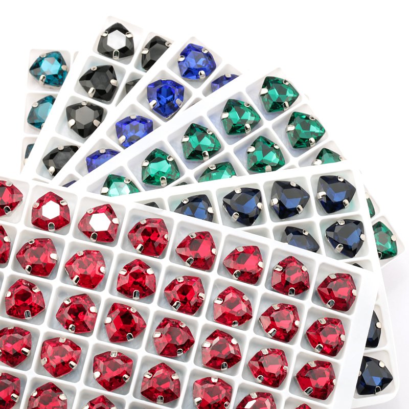 Triangular Shield Shape Sew Rhinestone Claw Setting Rhinestones With Claw For Diy Handmaking