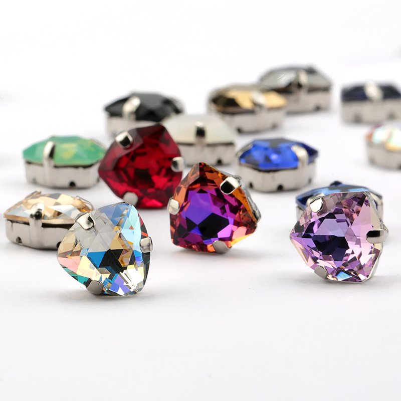 Triangular Shield Shape Sew Rhinestone Claw Setting Rhinestones With Claw For Diy Handmaking