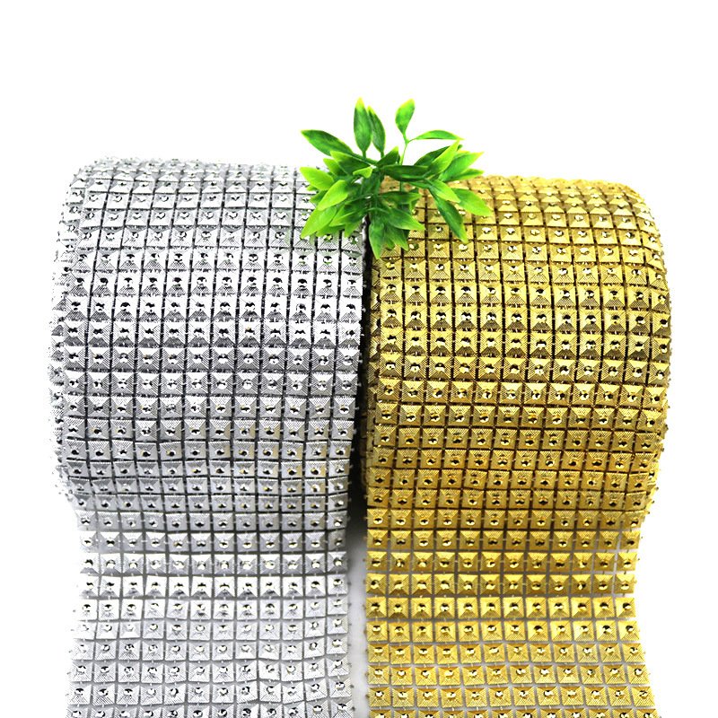 Plastic Bling Rhinestone Diamond Mesh Ribbon Wrap Pyramid Wrap for Wedding Cake Vase Decorations Party Supplies 60Ft