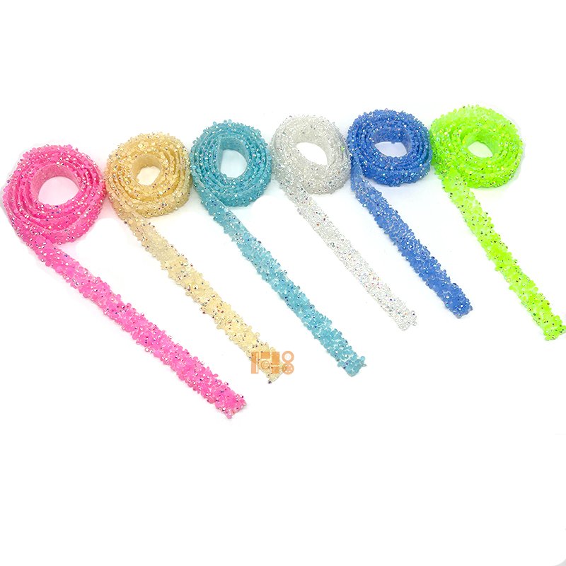 Wholesale Self-adhesive Rhinestone Lace Trims Ribbons Resin Mesh Self Adhesive Strips For Clothing Accessories