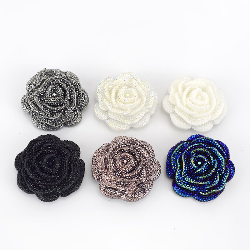MeeTee CN043 Plastic Resin Rhinestone Buttons Rose Flower Coat Decor Buckle DIY Garment Scrapbooking Sewing Accessories