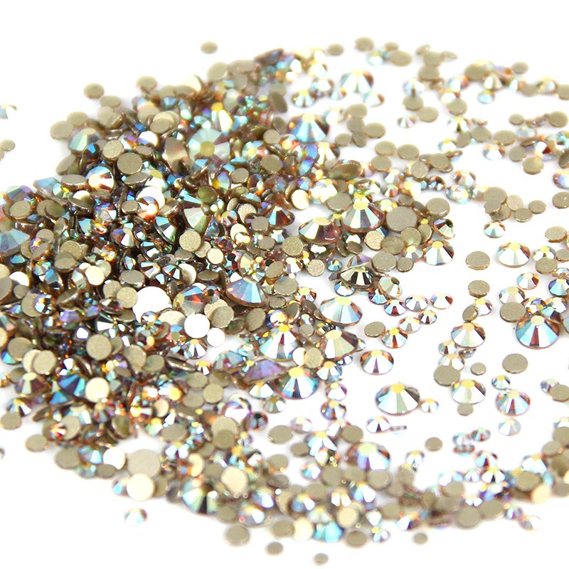 Gold Back Mix Size Crystal Rhinestones For Nail Art 1MM 3MM Rhinestone Glass Flat Back Bulk