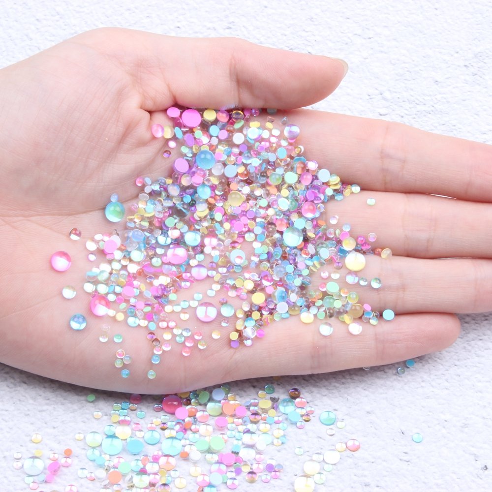 New Aurora Candy Colors Mermaid Nail Beads Crystal Rhinestones Many Colors Flatback Round Glue On Strass Stones DIY 3D Nail Art