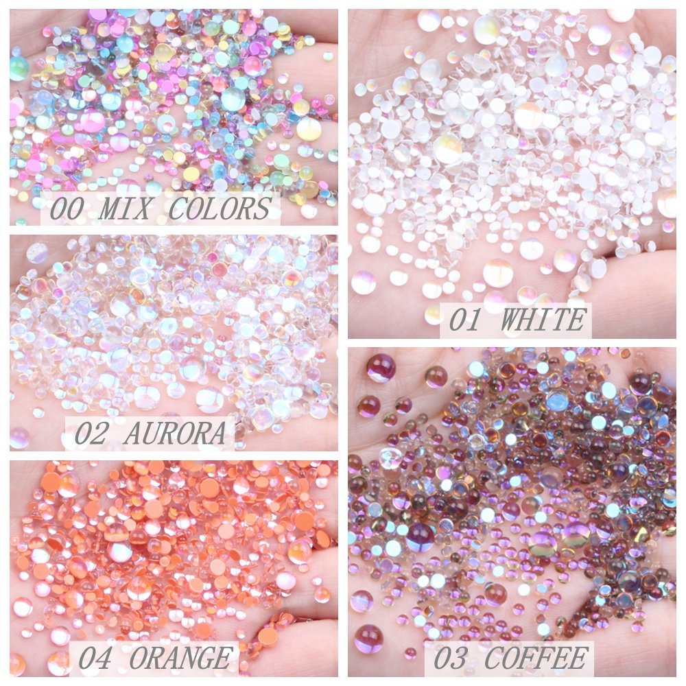 New Aurora Candy Colors Mermaid Nail Beads Crystal Rhinestones Many Colors Flatback Round Glue On Strass Stones DIY 3D Nail Art