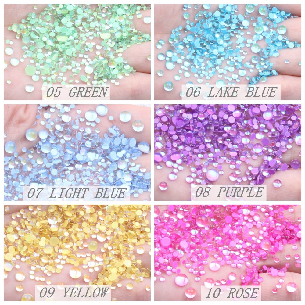 New Aurora Candy Colors Mermaid Nail Beads Crystal Rhinestones Many Colors Flatback Round Glue On Strass Stones DIY 3D Nail Art