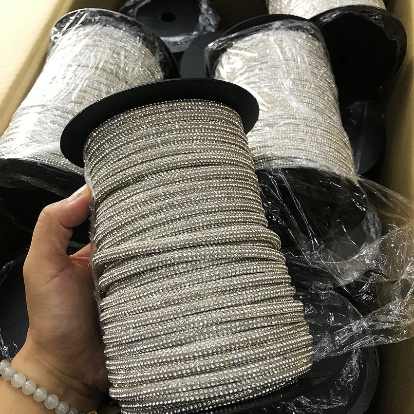 6mm Flat Rope Rhinestone For Sandal Decoration Crystal Strips Rhinestone Rope For Shoes High Quality Rhinestone Rope Flatback