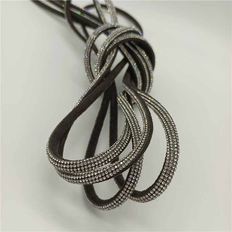 6mm Flat Rope Rhinestone For Sandal Decoration Crystal Strips Rhinestone Rope For Shoes High Quality Rhinestone Rope Flatback