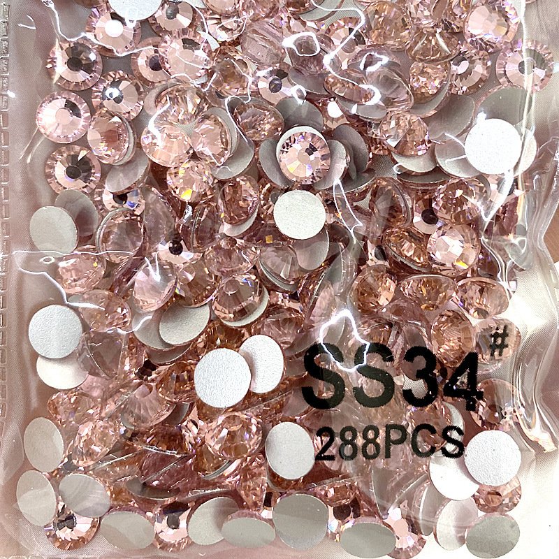 Yantuo SS34 7mm Non-Hot Fix round Crystal Rhinestones pink Flatback rhinestones cristal Stone, for nail art decoration