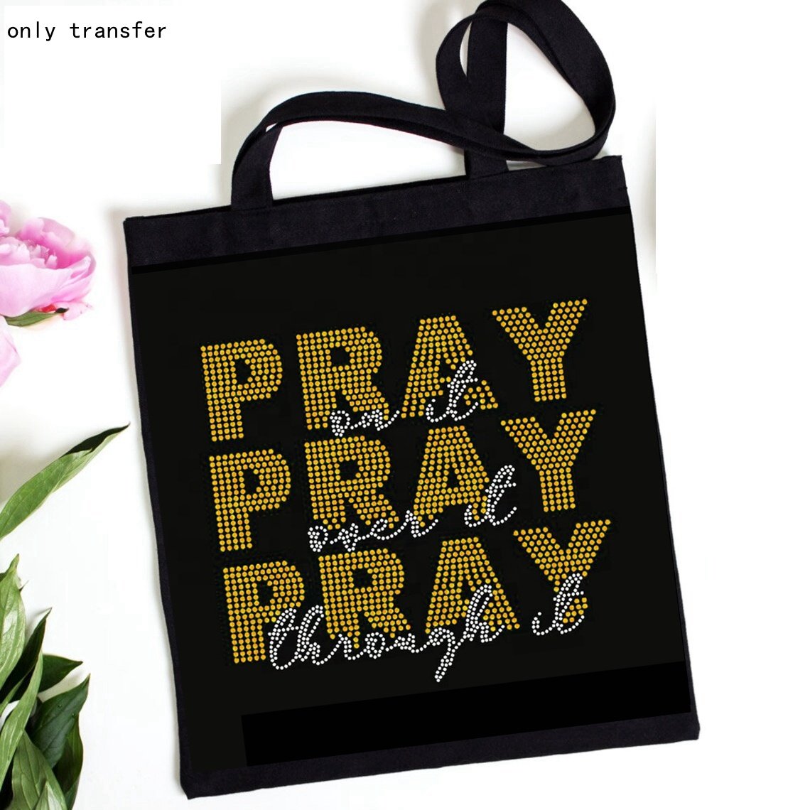 Pray on it Hotfix Religious Rhinestone Transfer Iron on Design Motif Iron on Christian Rhinestone Transfer For T-shirt
