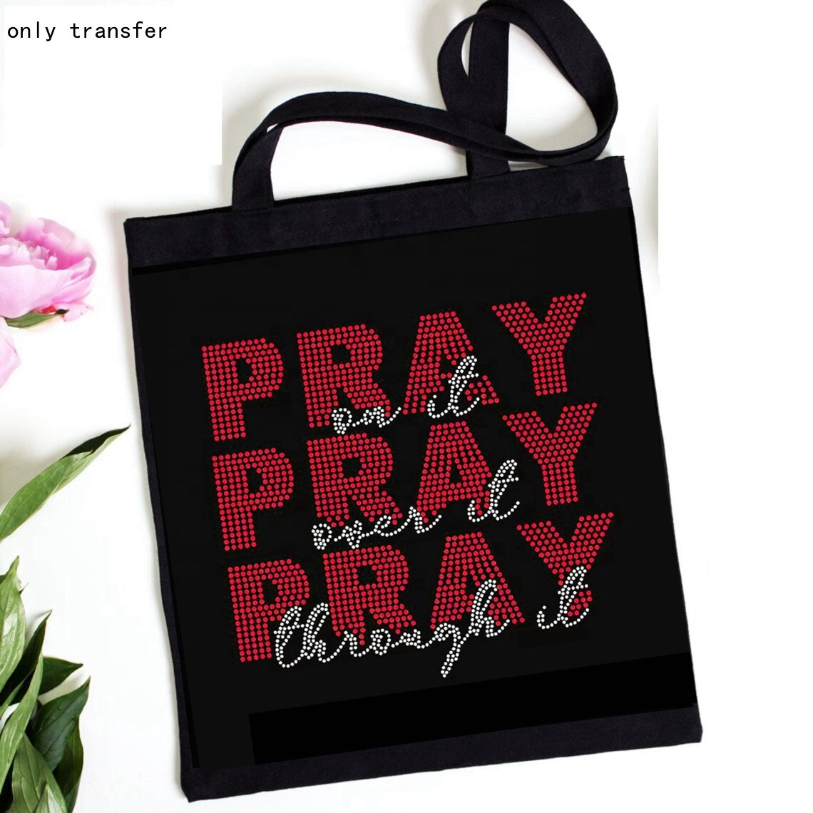 Pray on it Hotfix Religious Rhinestone Transfer Iron on Design Motif Iron on Christian Rhinestone Transfer For T-shirt