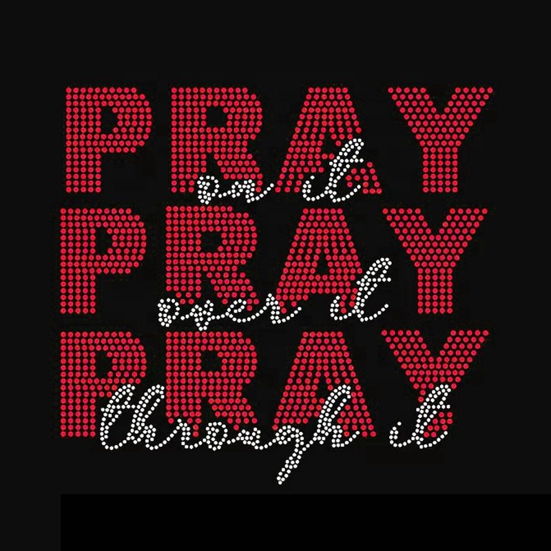 Pray on it Hotfix Religious Rhinestone Transfer Iron on Design Motif Iron on Christian Rhinestone Transfer For T-shirt