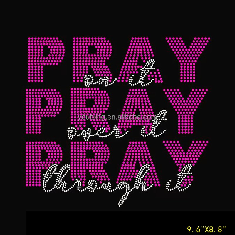 Pray on it Hotfix Religious Rhinestone Transfer Iron on Design Motif Iron on Christian Rhinestone Transfer For T-shirt