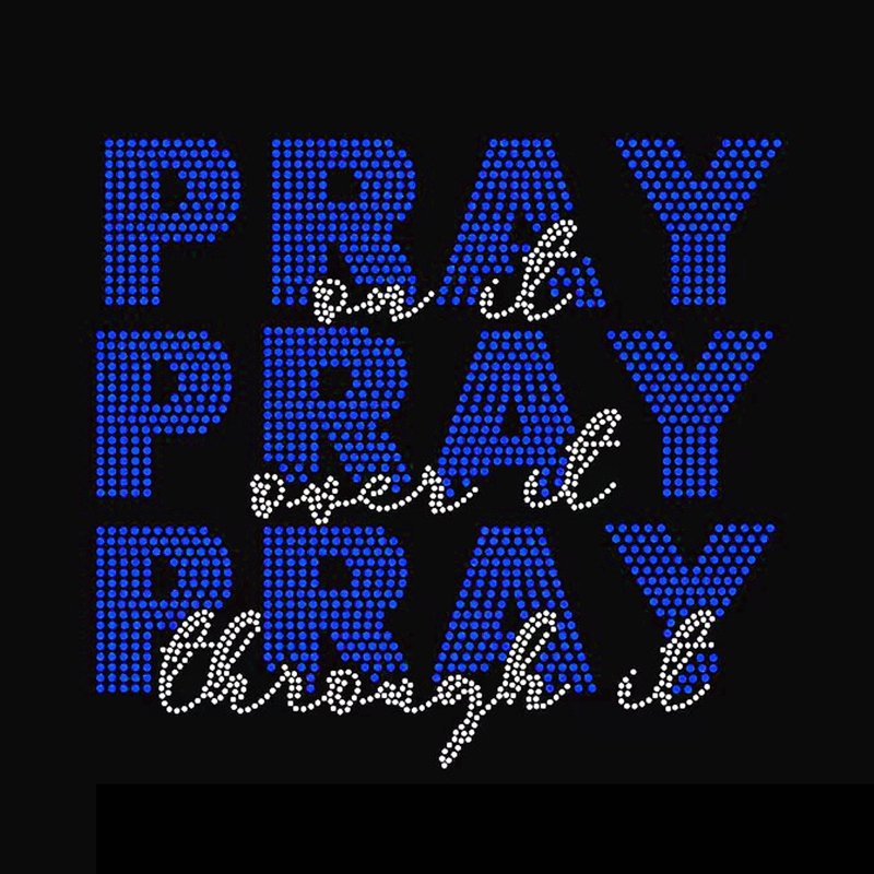 Pray on it Hotfix Religious Rhinestone Transfer Iron on Design Motif Iron on Christian Rhinestone Transfer For T-shirt