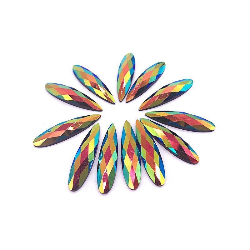 Customized Iridescent Different Shape Loose Resin Rhinestone Flatback Sew On Crystal Gems