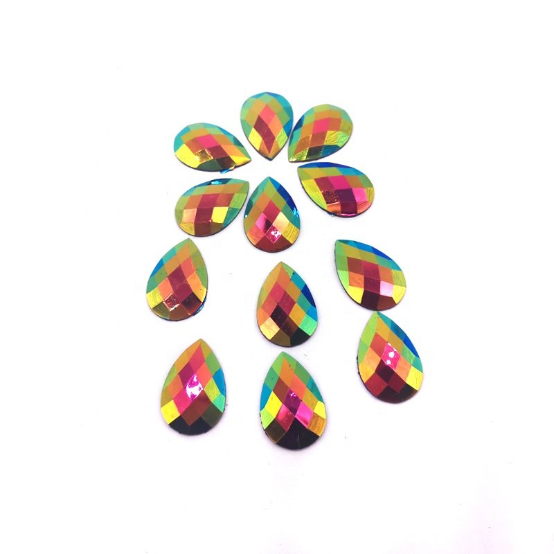 Customized Iridescent Different Shape Loose Resin Rhinestone Flatback Sew On Crystal Gems