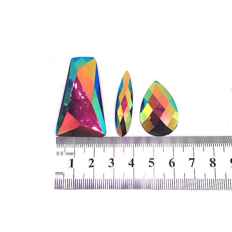 Customized Iridescent Different Shape Loose Resin Rhinestone Flatback Sew On Crystal Gems