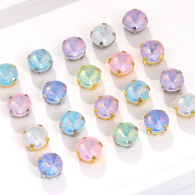 Xichuan Wholesale 50pcs/bag Glass Loose Sew-on Rhinestone Round Crystal Rivoli Rhinestones With Claw Clothes Garment Accessories
