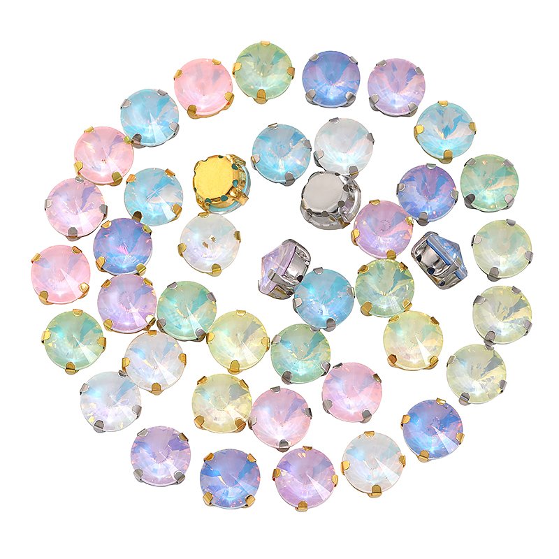 Xichuan Wholesale 50pcs/bag Glass Loose Sew-on Rhinestone Round Crystal Rivoli Rhinestones With Claw Clothes Garment Accessories