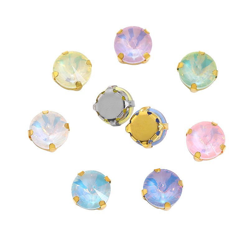 Xichuan Wholesale 50pcs/bag Glass Loose Sew-on Rhinestone Round Crystal Rivoli Rhinestones With Claw Clothes Garment Accessories
