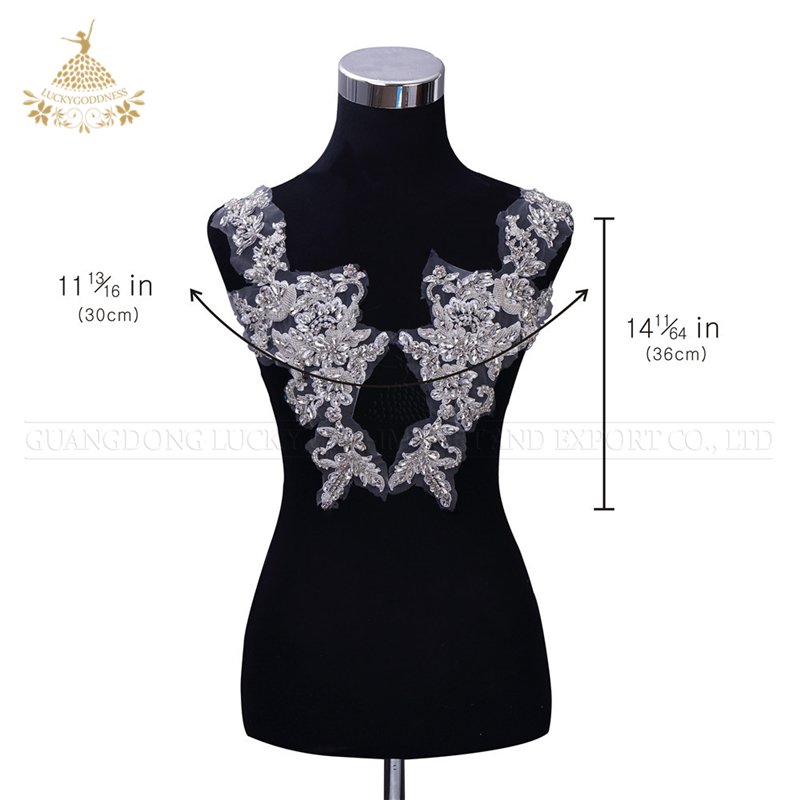 Crystal wedding sash applique sew on bridal pearl beads dress bodice rhinestone applique