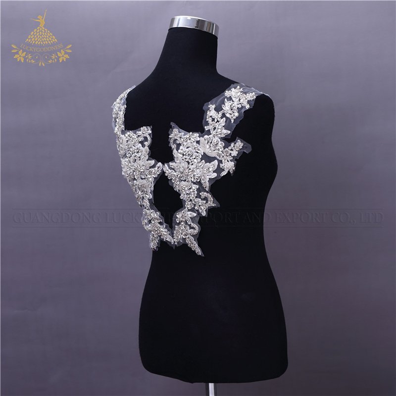 Crystal wedding sash applique sew on bridal pearl beads dress bodice rhinestone applique