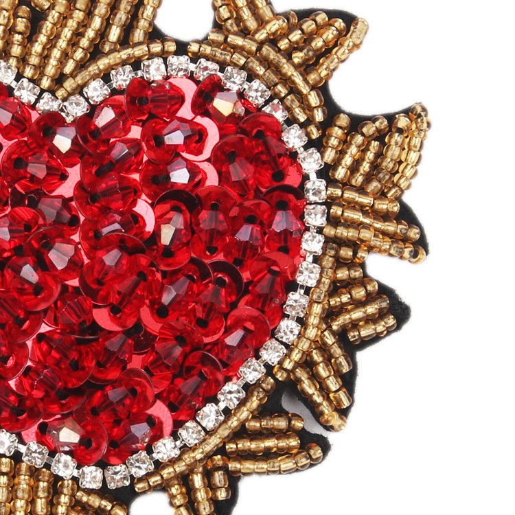Factory Direct heart shape sequin rhinestone beaded patches sequin shirts patch