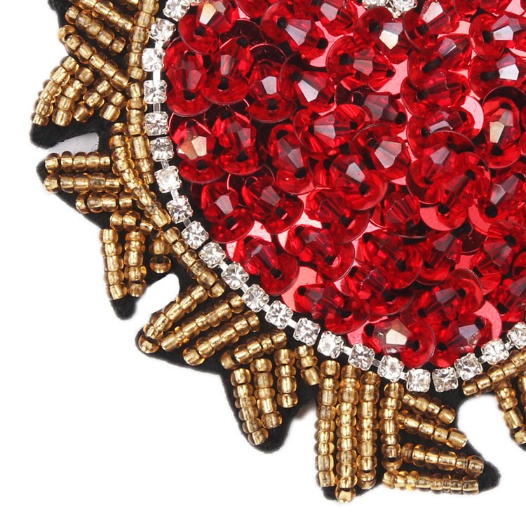 Factory Direct heart shape sequin rhinestone beaded patches sequin shirts patch