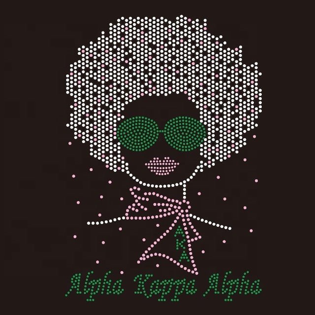Crystal Bling Custom Black Afro rhinestone heat transfer designs Wholesaler