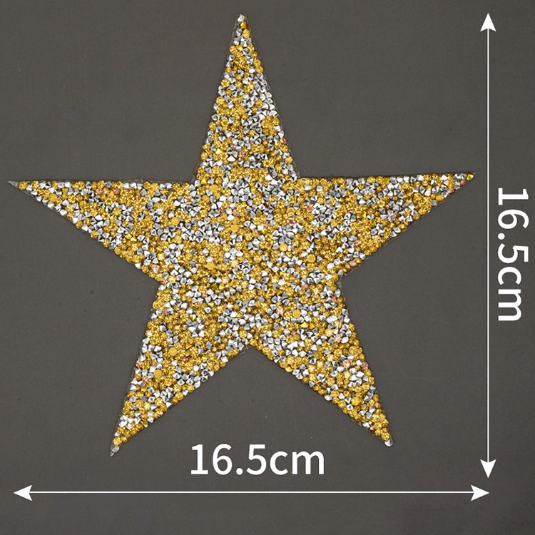 Wholesale hotfix rhinestone designs patch iron on bling sparkle crystal rhinestones star shaped patches for jean jacket DIY