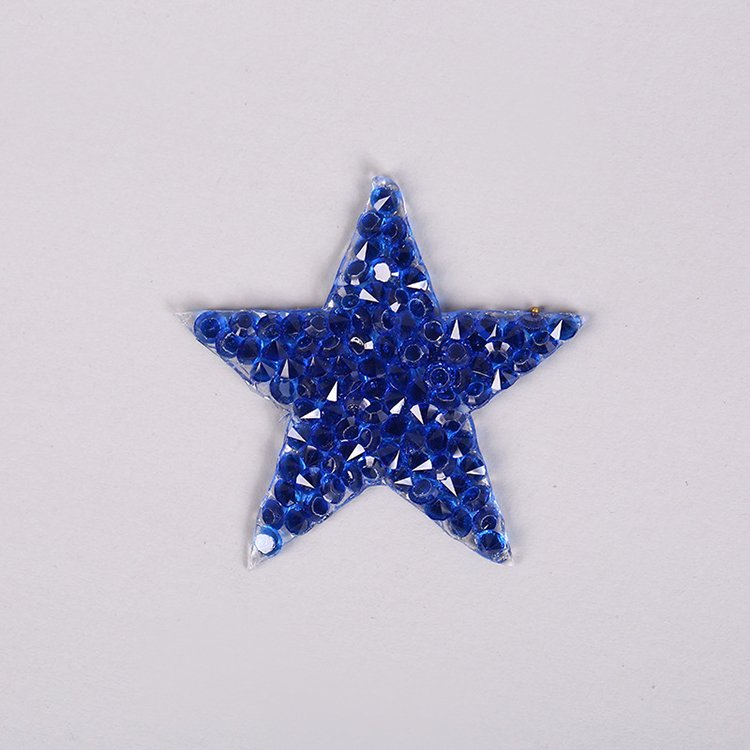 Wholesale hotfix rhinestone designs patch iron on bling sparkle crystal rhinestones star shaped patches for jean jacket DIY