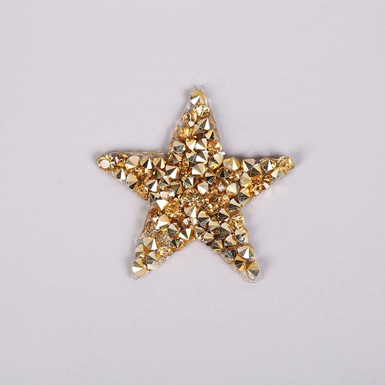 Wholesale hotfix rhinestone designs patch iron on bling sparkle crystal rhinestones star shaped patches for jean jacket DIY