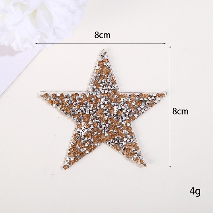 Wholesale hotfix rhinestone designs patch iron on bling sparkle crystal rhinestones star shaped patches for jean jacket DIY