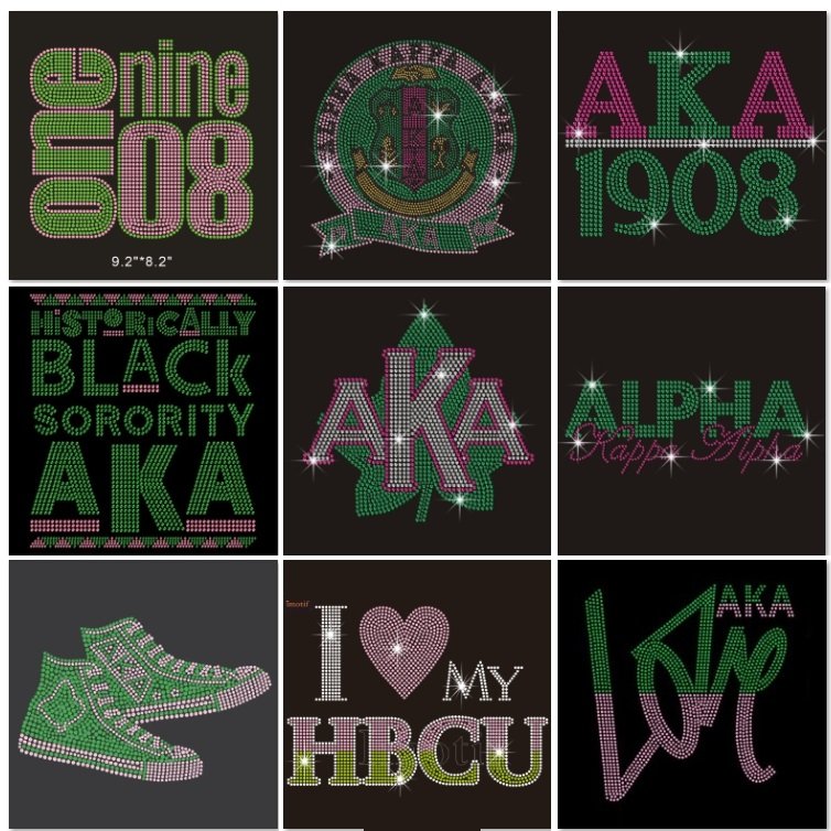 Vote AKA 1908 University Sorority Design Iron On Custom Rhinestone Transfer Motif
