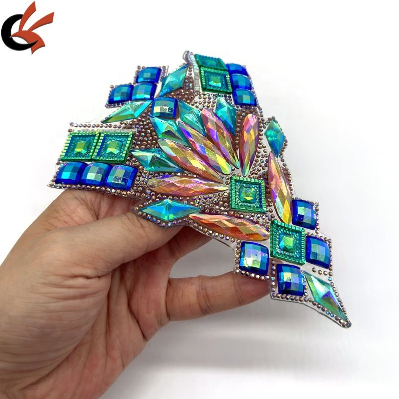 Carnival Costume DIY Iron-On Patches Hot-Fix Rhinestone Appliques with Resin Gems for Garments Shoes Bags-Hot Colors!